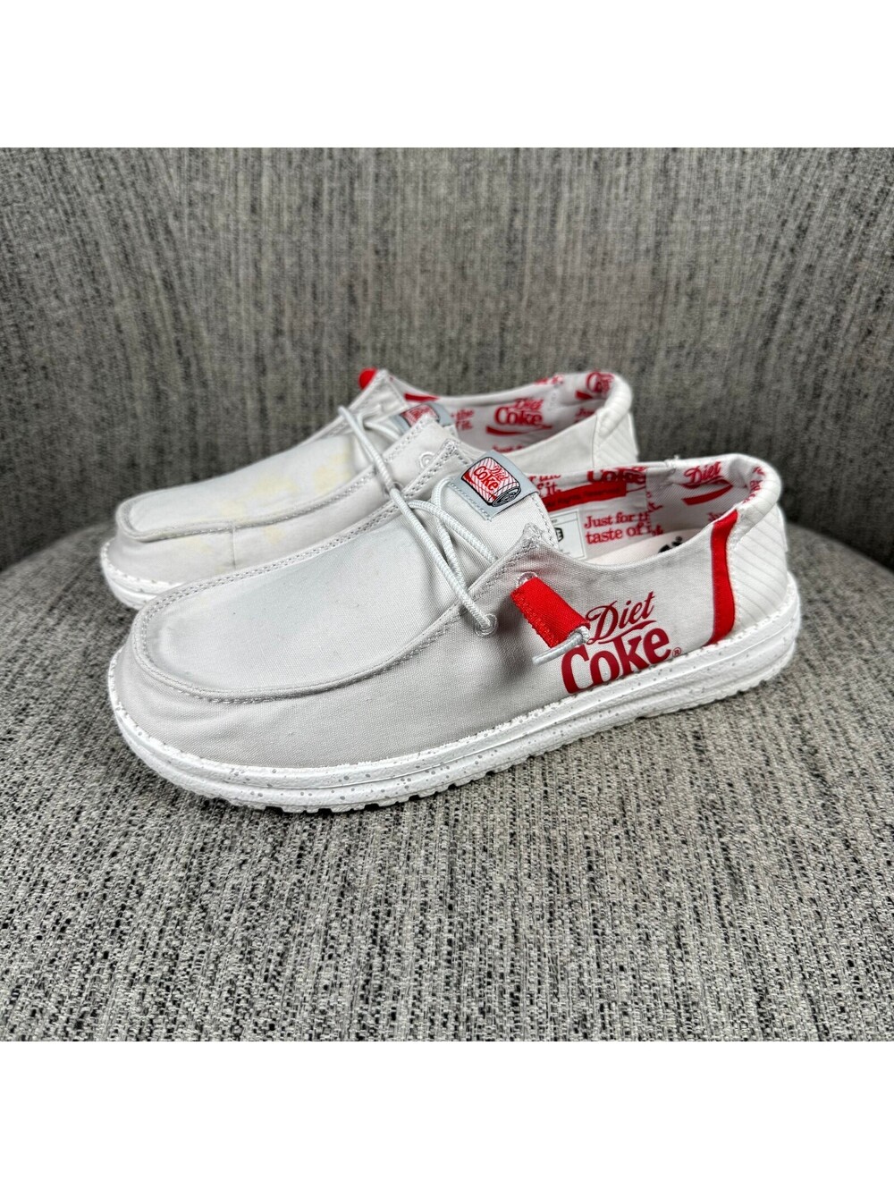 Hey Dude Wendy Diet Coke Coca Cola White Canvas Slip-On Limited Edition Shoes W8